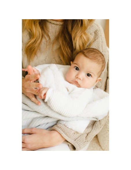 2x1 Manta nido abeja+borreguillo azul