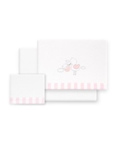 2x1 Juego de sábanas minicuna franela cigueña oso bco/rosa