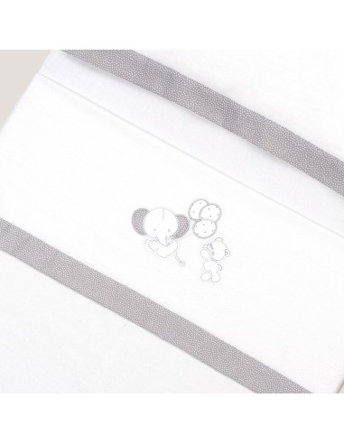 2x1 Juego de sábanas cuna franela oso elefante globos bco/gris