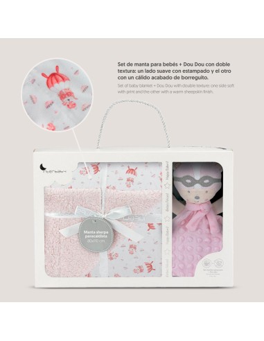 2x1 Manta borreguillo mod paracaidista+dou-dou  mod paracaidista rosa