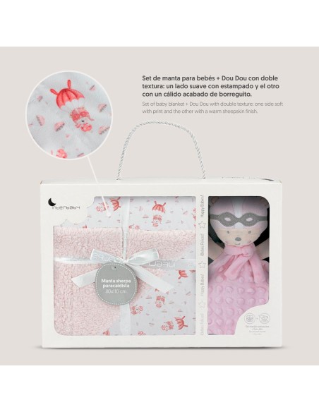 2x1 Manta borreguillo mod paracaidista+dou-dou  mod paracaidista rosa