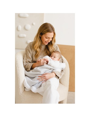 2x1 Manta nido abeja+borreguillo azul