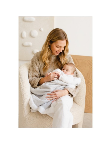 2x1 Manta nido abeja+borreguillo azul