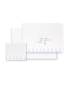 2x1 Juego de sábanas cuna franela cigueña oso bco/azul