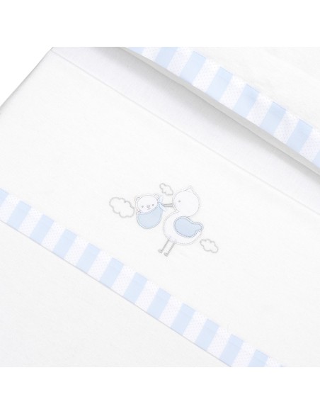 2x1 Juego de sábanas cuna franela cigueña oso bco/azul