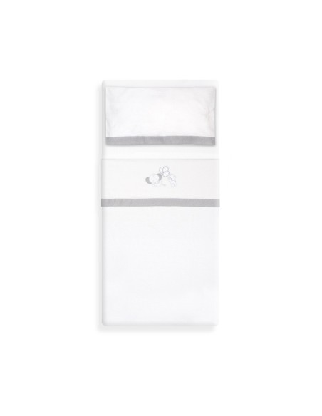 2x1 Juego de sábanas cuna franela oso elefante globos bco/gris