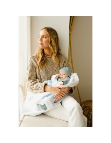 2x1 Manta nido abeja+borreguillo azul