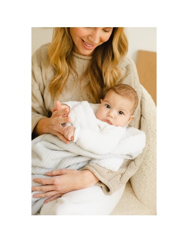 2x1 Manta nido abeja+borreguillo azul