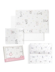 2x1 Juego de sábanas minicuna franela modelo koala bco/rosa