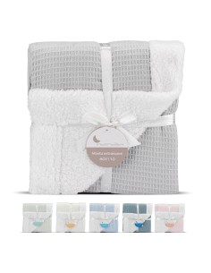 2x1 Manta nido abeja + borreguillo gris