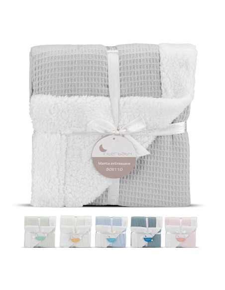 2x1 Manta nido abeja + borreguillo gris