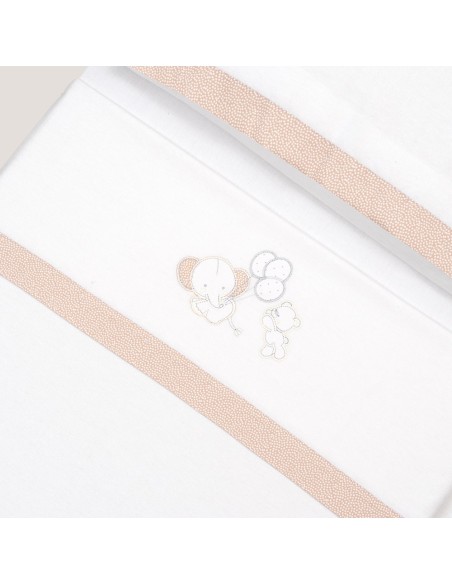 2x1 Juego de sábanas minicuna franela oso elefante globos bco/beig