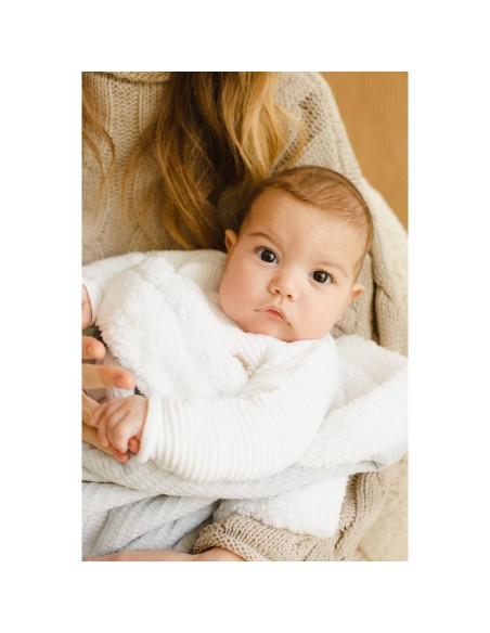 2x1 Manta nido abeja + borreguillo gris