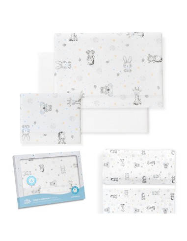 2x1 Juego de sábanas minicuna franela modelo koala bco/azul
