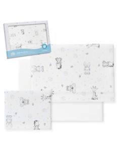 2x1 Juego de sábanas cuna franela modelo koala bco/azul