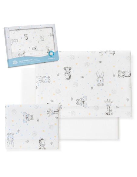 2x1 Juego de sábanas cuna franela modelo koala bco/azul
