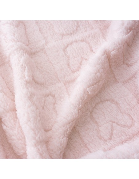 2x1 Manta sherpa grabada conejitos rosa