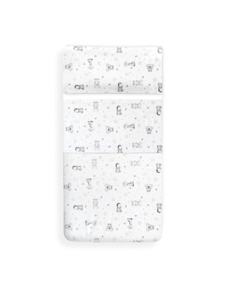 2x1 Juego de sábanas minicuna franela modelo koala bco/azul