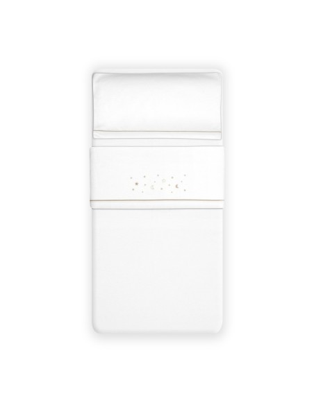 2x1 Juego de sábanas cuna franela estrellas luna bco/beig