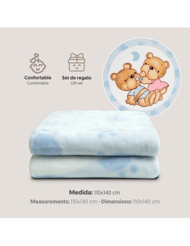 2x1 Manta cuna sedalina parejita osos azul