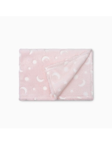 2x1 Manta grabada luna estrellas rosa