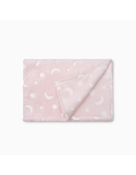 2x1 Manta grabada luna estrellas rosa