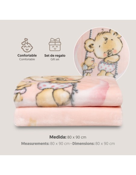 2x1 Manta saco rachel mod osito nube rosa
