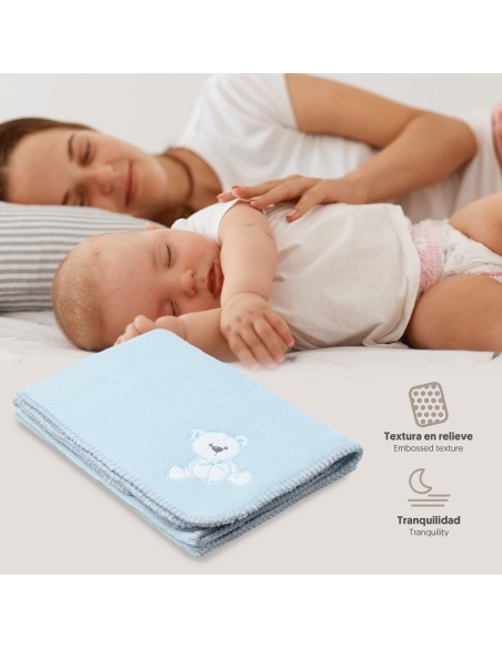 2x1 Manta bordada oso lazo azul