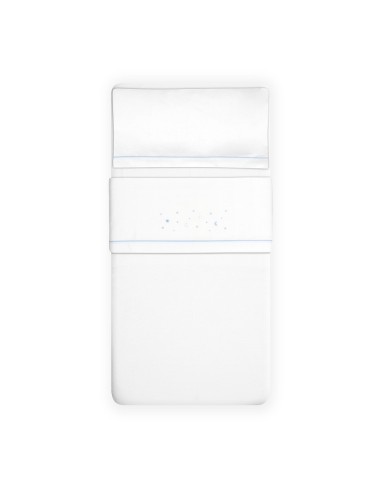 2x1 Juego de sábanas minicuna franela estrellas luna bco/azul