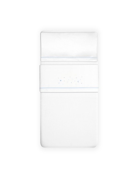 2x1 Juego de sábanas minicuna franela estrellas luna bco/azul