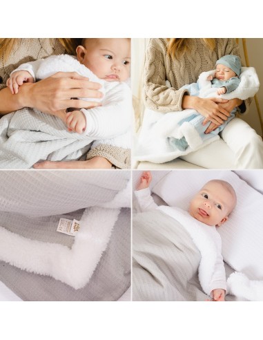 2x1 Manta nido abeja + borreguillo gris