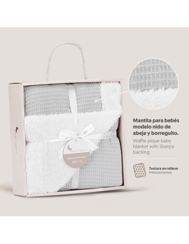 2x1 Manta nido abeja + borreguillo gris