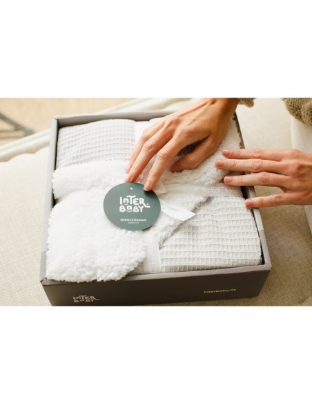 2x1 Manta nido abeja+borreguillo rosa