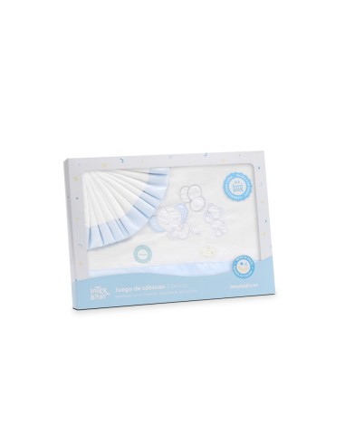 2x1 Juego de sábanas cuna franela oso elefante globos bco/azul