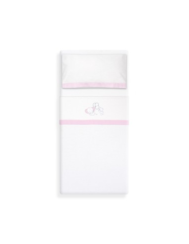 2x1 Juego de sábanas minicuna franela oso elefante globos bco/rosa