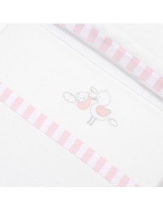 2x1 Juego de sábanas minicuna franela cigueña oso bco/rosa 2