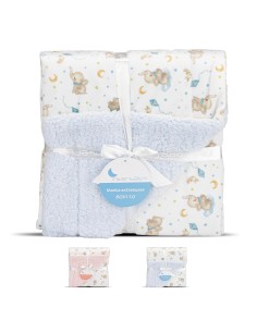 2x1 Manta con borreguillo mod elefante azul