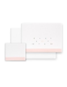 2x1 Juego de sábanas cuna franela estrella luna multicolor bco/rosa