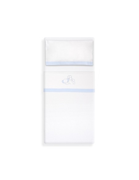 2x1 Juego de sábanas cuna franela oso elefante globos bco/azul