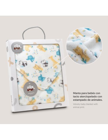 2x1 Manta estampada animales gris