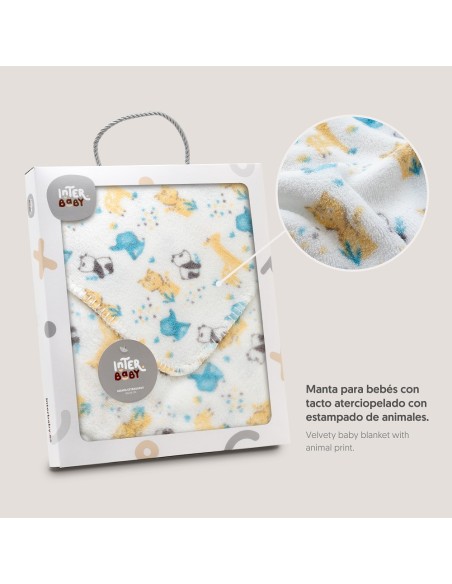 2x1 Manta estampada animales gris