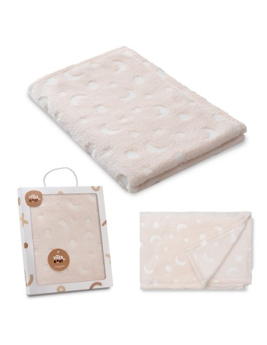 2x1 Manta grabada luna estrellas beig