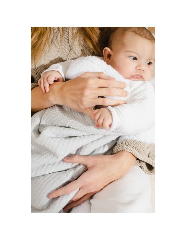 2x1 Manta nido abeja+borreguillo azul