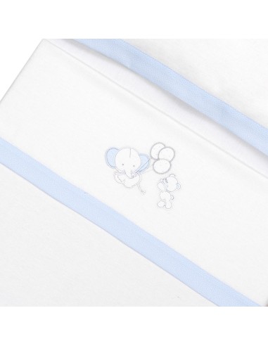 2x1 Juego de sábanas cuna franela oso elefante globos bco/azul