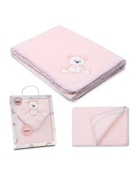 2x1 Manta bordada oso lazo rosa