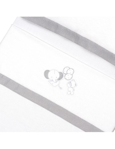 2x1 Juego de sábanas cuna franela oso elefante globos bco/gris