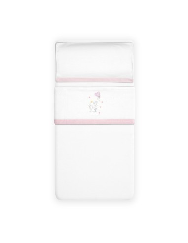 2x1 Juego de sábanas cuna franela elefante globo corazon bco/rosa