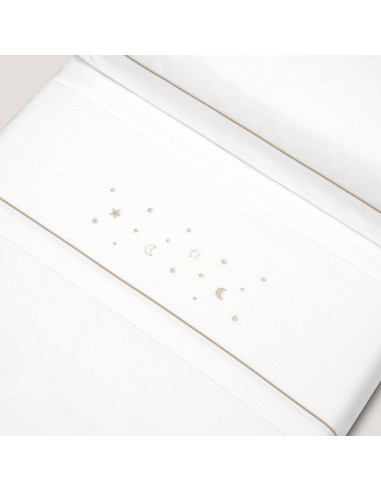 2x1 Juego de sábanas cuna franela estrellas luna bco/beig