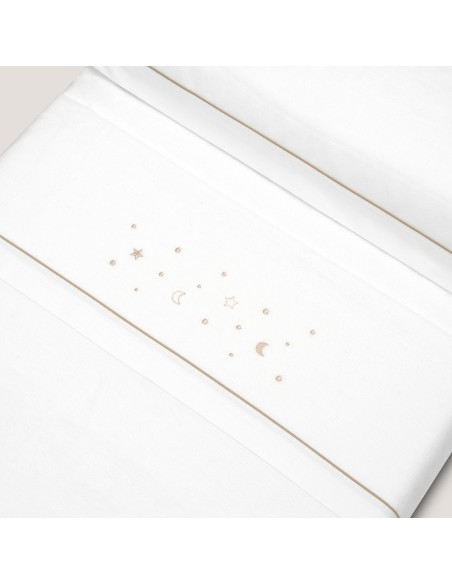 2x1 Juego de sábanas cuna franela estrellas luna bco/beig