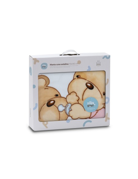 2x1 Manta cuna sedalina parejita osos azul